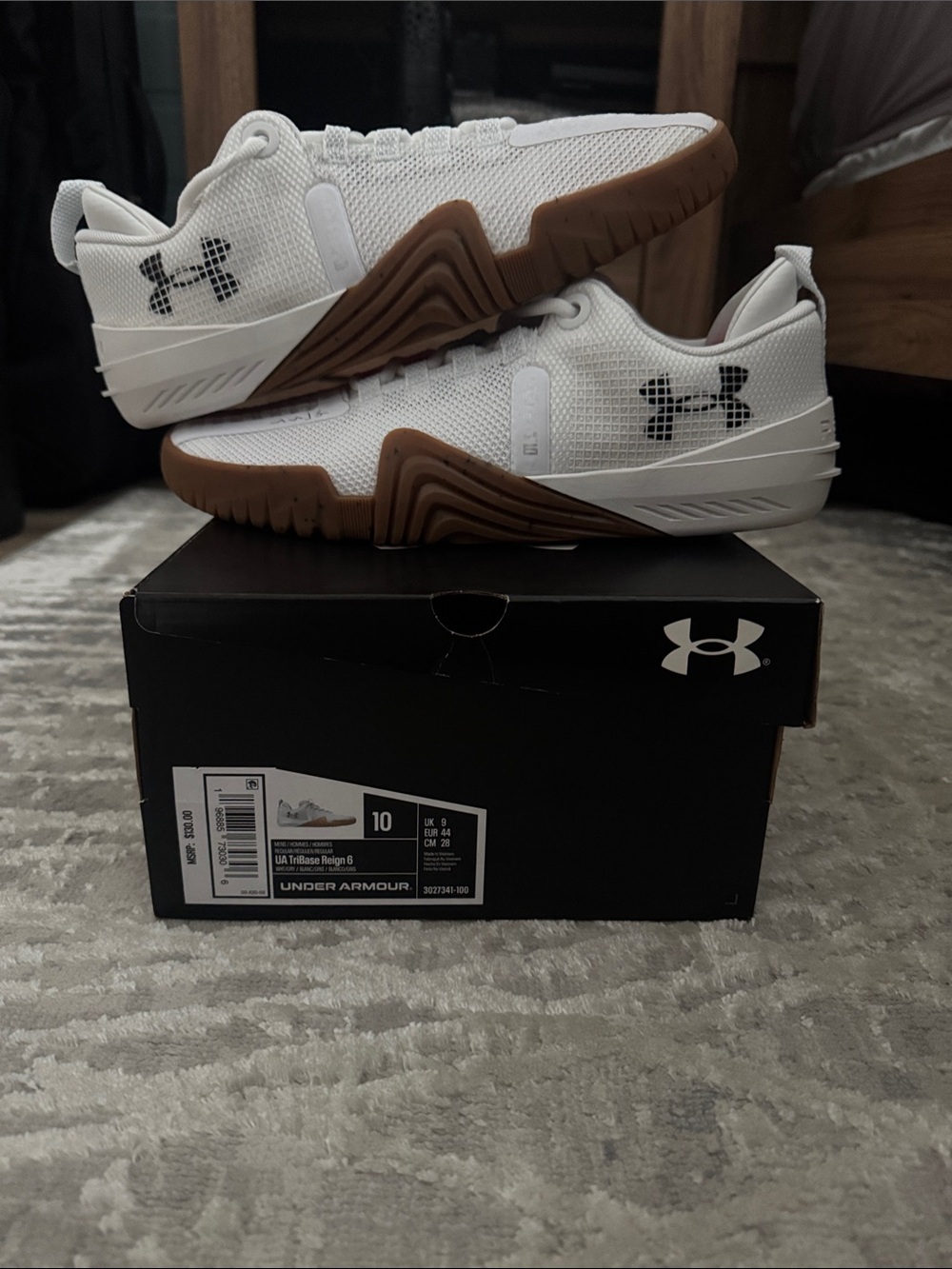 Brand New! Under Armour White Athletic Training Shoes with Gum Outsole